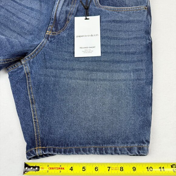 Paper Denim & Cloth Men's Cotton Relaxed Fit Vesta Blue Denim Shorts Size 32 NWT - Picture 11 of 12